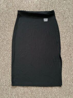 VERSACE Jeans Couture Black Spandex Skirt Side Slit Knee Length